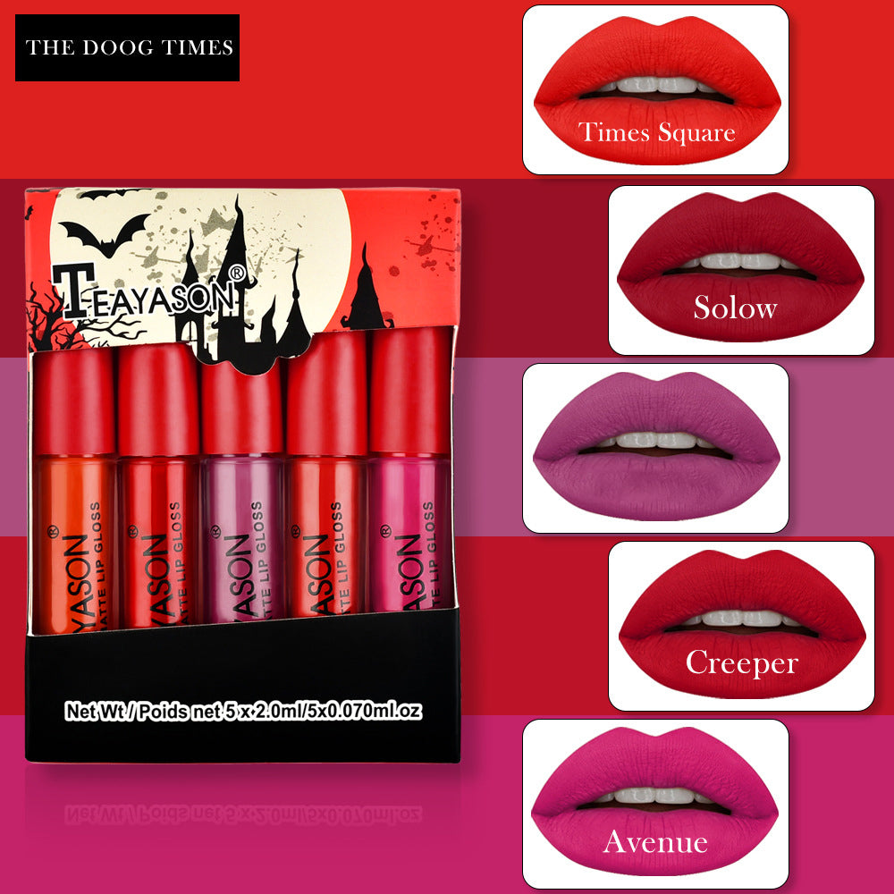 5Pcs/Set Waterproof Lipstick Sexy Vampire Lip Stick Matte Velvet