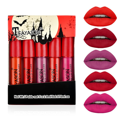 5Pcs/Set Waterproof Lipstick Sexy Vampire Lip Stick Matte Velvet