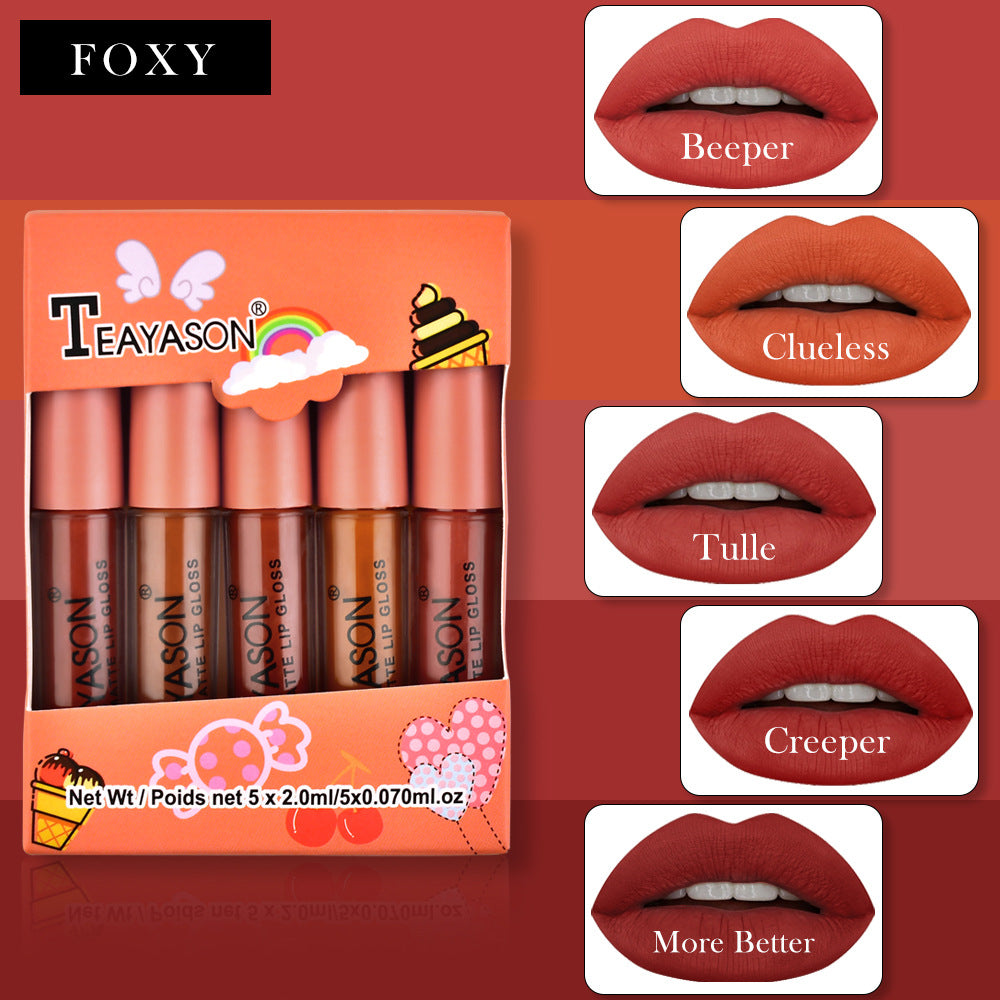 5Pcs/Set Waterproof Lipstick Sexy Vampire Lip Stick Matte Velvet